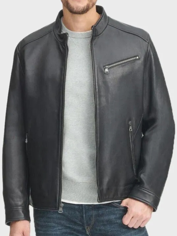 Adam Black Real Leather Jacket