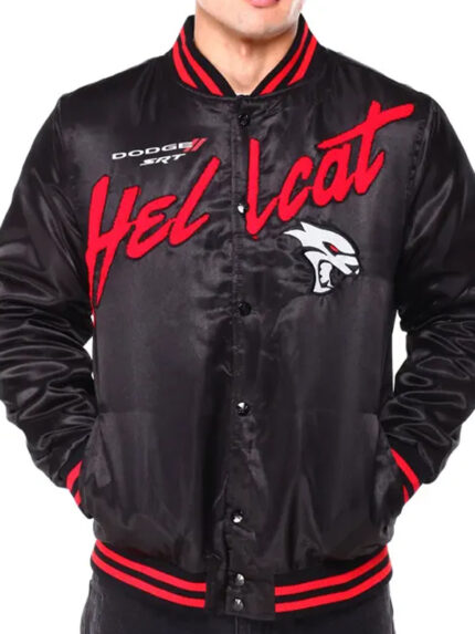 Dodge Hellcat Flame Black Varsity Jacket