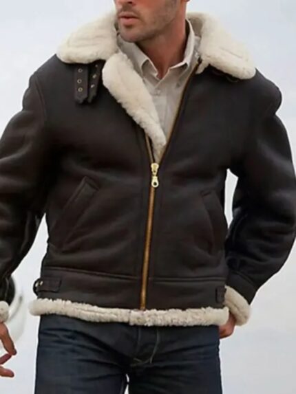 Mens Shearling Aviator Leather Jacket