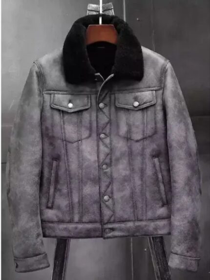 B3 Bomber Grey Shearling Fur Jacket