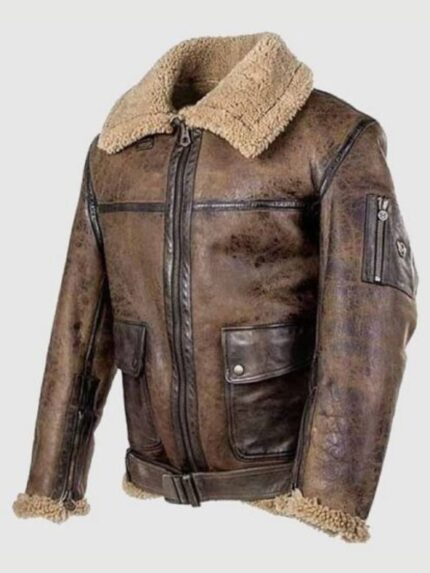 B6 Aviator Shearling Real Leather Jacket
