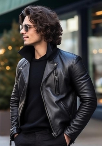 Men's Black Cropped Leather Jacket